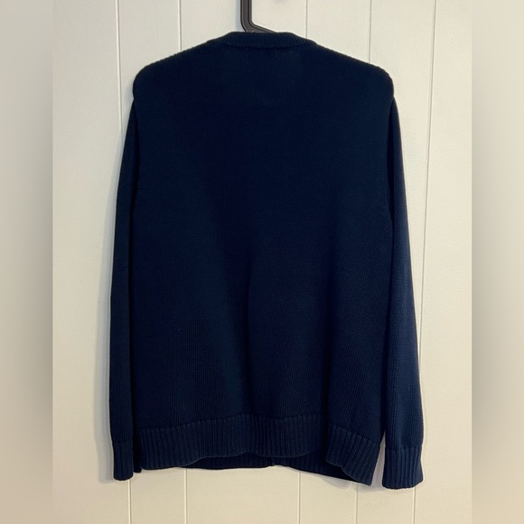 L.L.Bean men's cotton knit cardigan sweater Navy Blue Size M - Picture 3 of 5